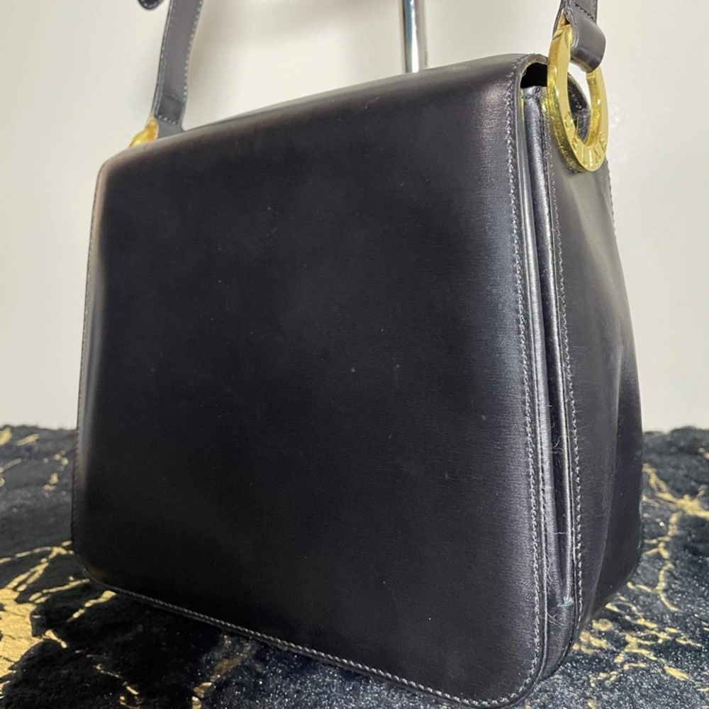 SALE:AUTHENTIC CELINE BLACK SQUARE LEATHER SHOULDER BAG - RUBS AS IS - Picture 13 of 13
